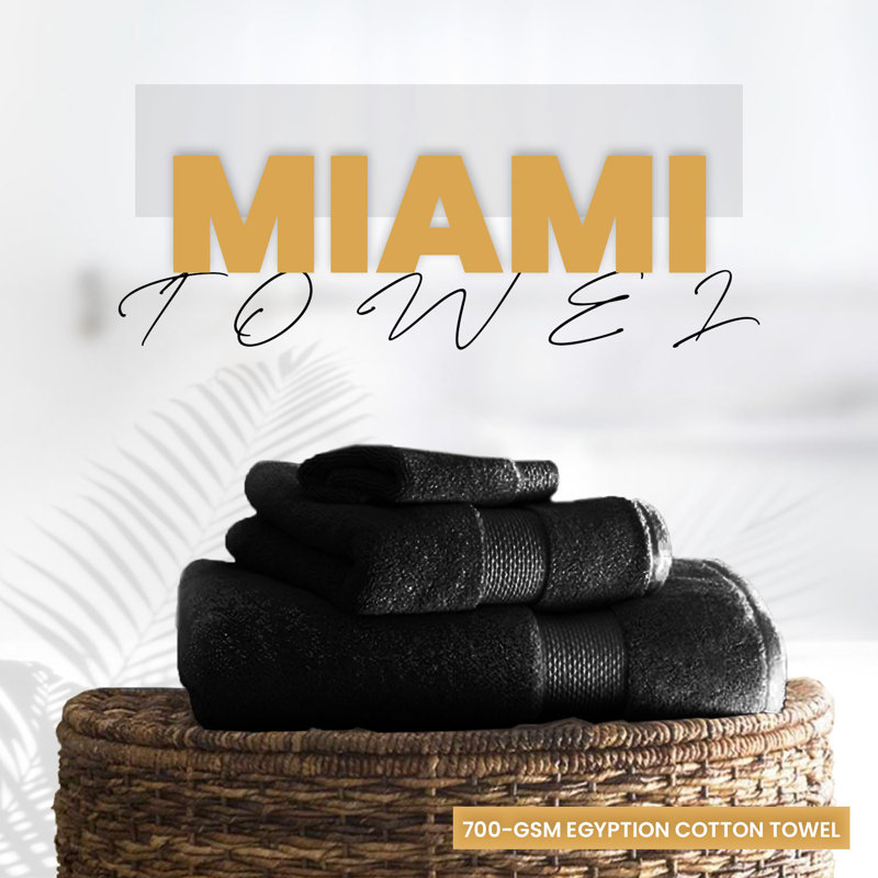 Miami 2 Piece Bath Sheet Same-Size Bale, Bath Sheet - 2 Pack, Black