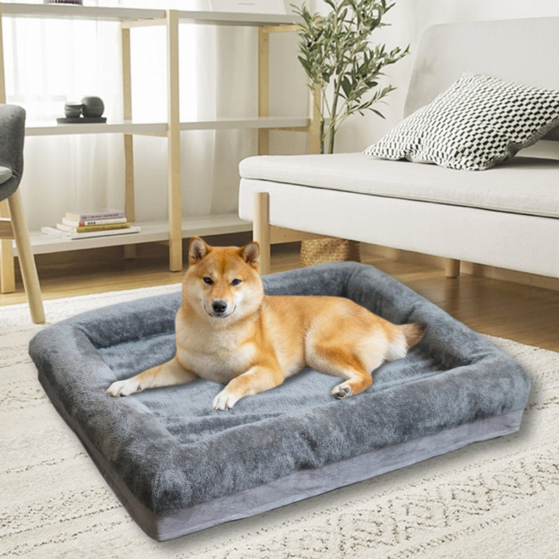 Lit pour chien pour grands chiens - Canapé en mousse viscoélastique avec housse imperméable, H 7,5 po x l 34,6 po x P 26 po