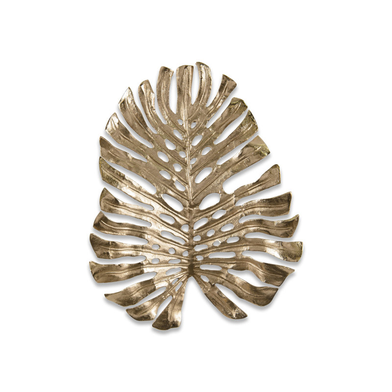 Sculpture feuille de palmier doré II, H 24 po x l 19 po x P 4,5 po