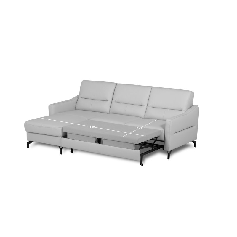 Falkirk Leather Corner Sofabed, Right Hand Facing, Black