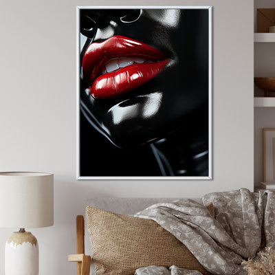«Fahsion Vintage Glam Deep Red Lips Sensuality», reproduction sur toile