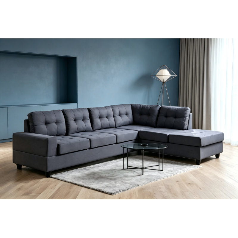 Light Luxury Grey Upholstered Corner Sofa—Featuring A Reversible Chaise And Spacious Seating, Perfectly Suited For Home Apartments.