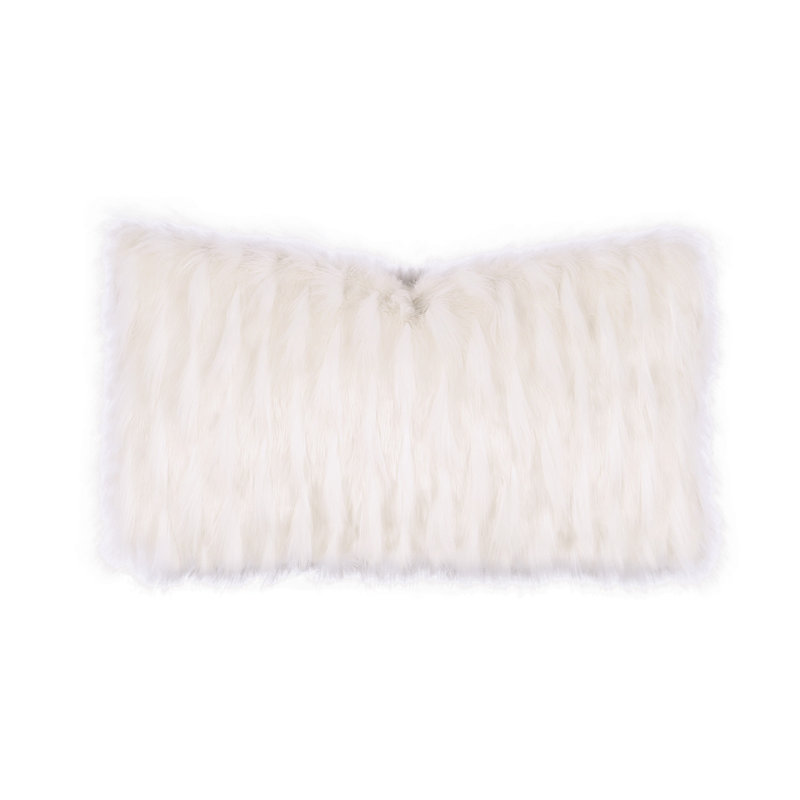Luxe Ruffled Faux Fur Reversible Throw Pillow, Feather