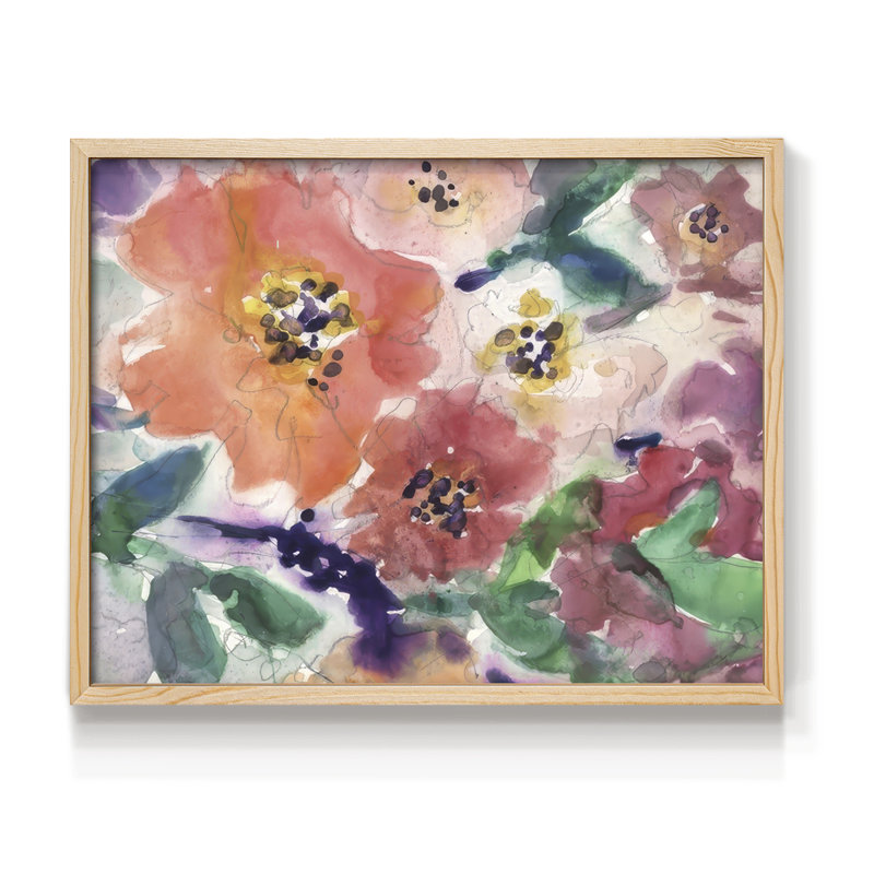Motif floral glamour II - reproduction encadrée, H 8 po x l 10 po, Naturel