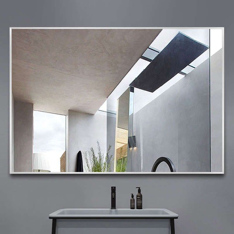 Beunca Metal Framed Bathroom Vanity Mirror, Silver, 36" x 24"