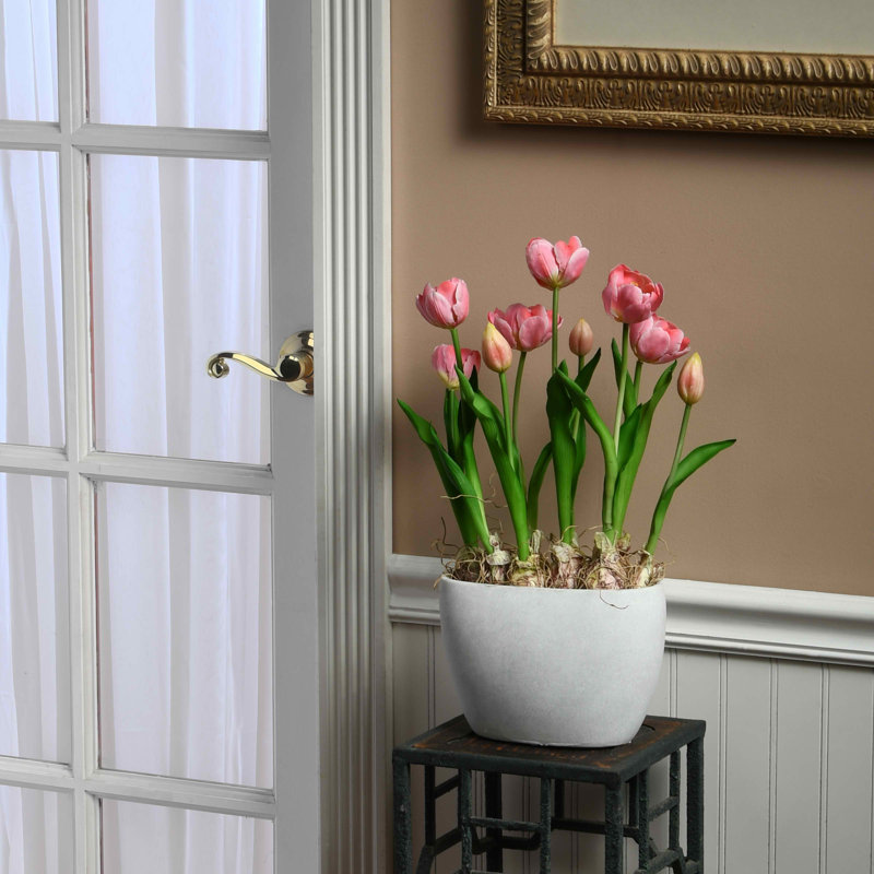 Fleurs de tulipe rose 18 po