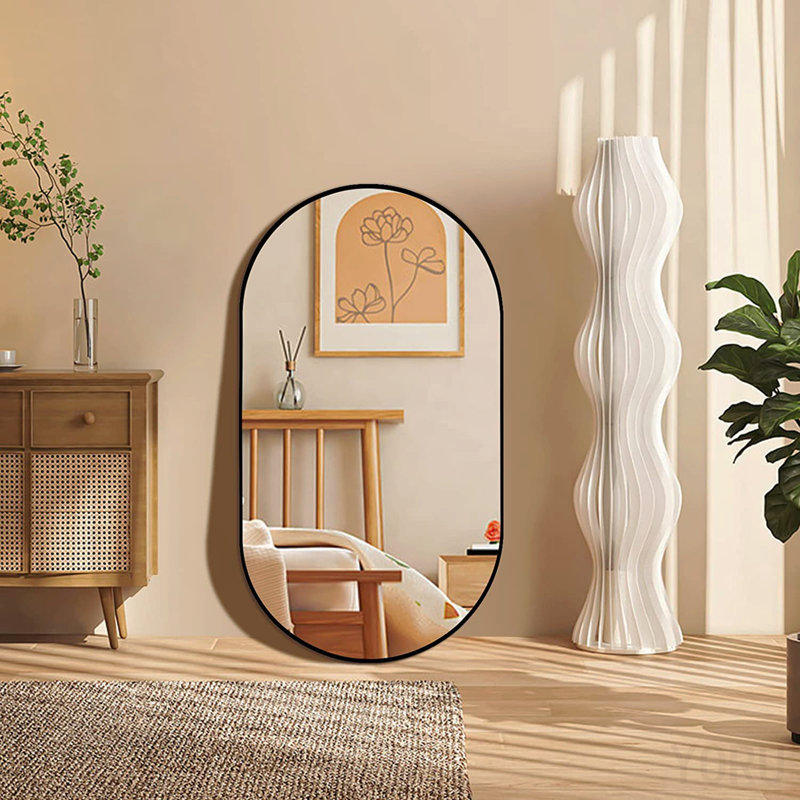 Miroir ovale noir en métal 20 po x 28 po