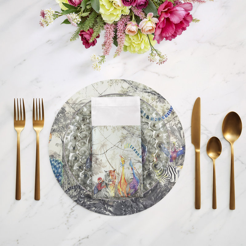 Serviettes de table en satin de coton Arcadia Tiger and Zebra