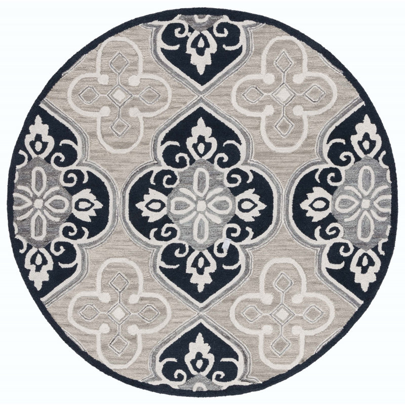 Empris Hand Tufted Wool Geometric Rug, Round 6'