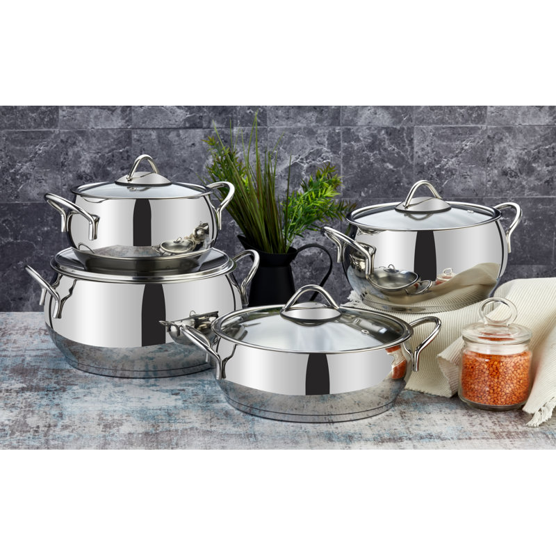 Elora 8 - Piece Stainless Steel Cookware Set, Silver
