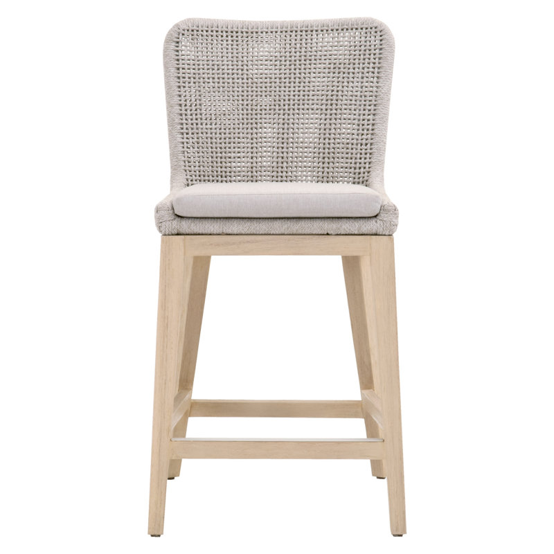 Tabouret de bar 26,5 po en teck avec coussin Dorey