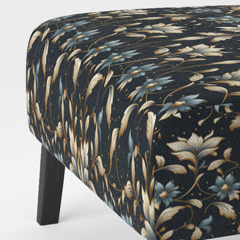 Fauteuil de chambre rembourré moderne bleu et doré