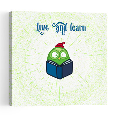 Hibou sage lisant un livre, illustration murale contemporaine représentant un hibou en forêt