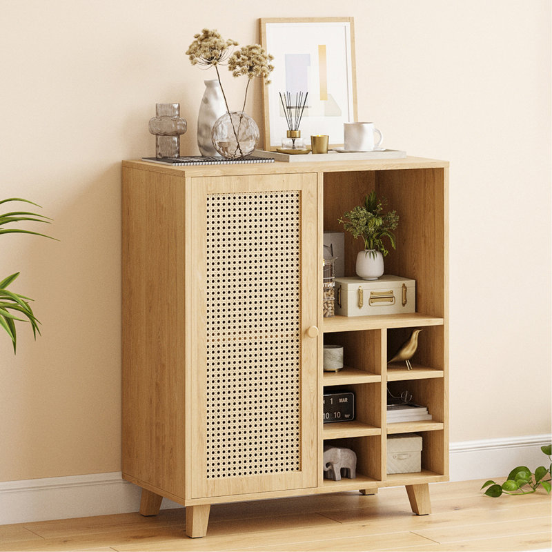 Sideboard Cabinet With Storage, Wine Bar Cabinet With Wine Racks, Buffet Cabinets For Home, Living Room, Natural