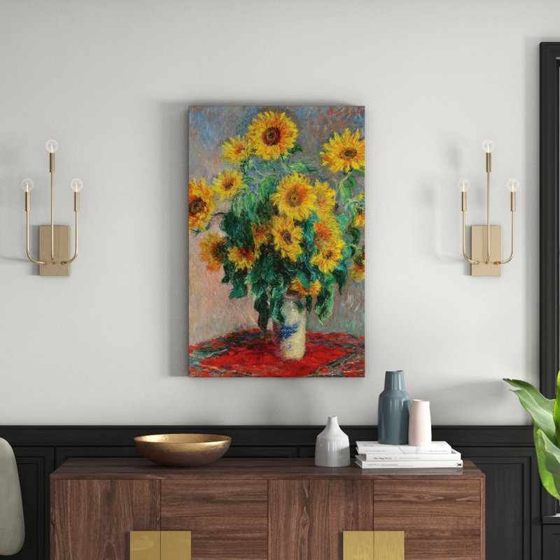 Bouquet Of Sunflowers, 1881 by Claude Monet - Painting on Canvas, 66.04 cm H x 45.72 cm W x 3.175 cm D, No Frame
