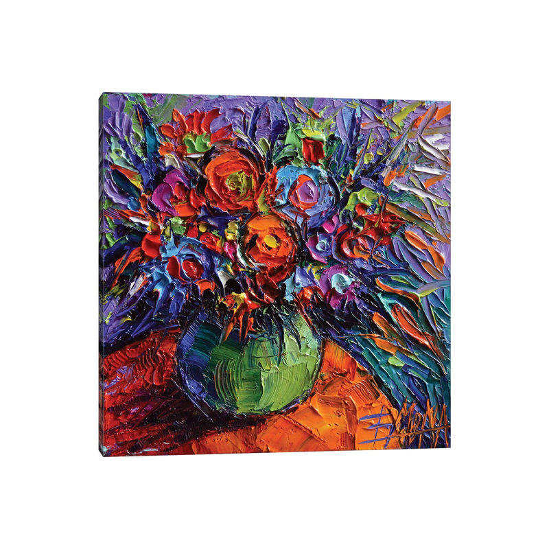 Abstract Floral On Orange Table by Mona Edulesco - Wrapped Canvas Gallery-Wrapped Canvas Giclée, 45.72 cm H x 45.72 cm W