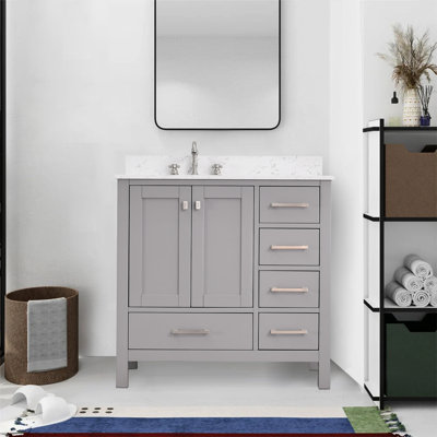 Meuble-lavabo de 36 po avec plateau en pierre reconstituée
