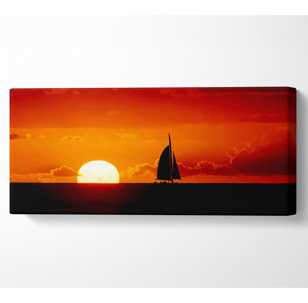 Segelboot Sonnenuntergang - Panorama-Kunstdrucke aus gerollter Leinwand