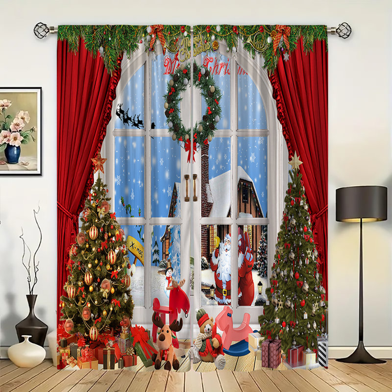 Rideau de Noël 2 pièces, L 51 po x L 63 po