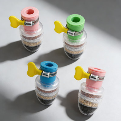 Ensemble de 6 filtres à eau pour robinet à 6 couches, cartouche filtrante au charbon actif qui réduit le chlore, les métaux lourds et les sédiments, compatible avec la plupart des robinets de cuisine et de salle de bain standard de 1/2 à 3/4 pouce