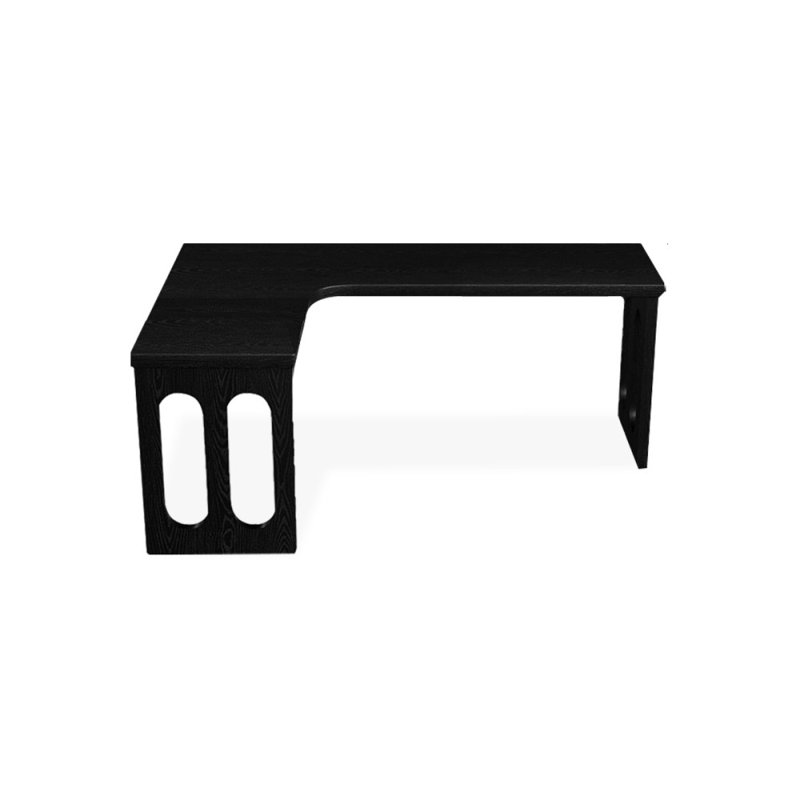 Black L-Shaped Solid Wood desks, Left Hand Return, 29.53" H x 62.99" W x 39.37" D