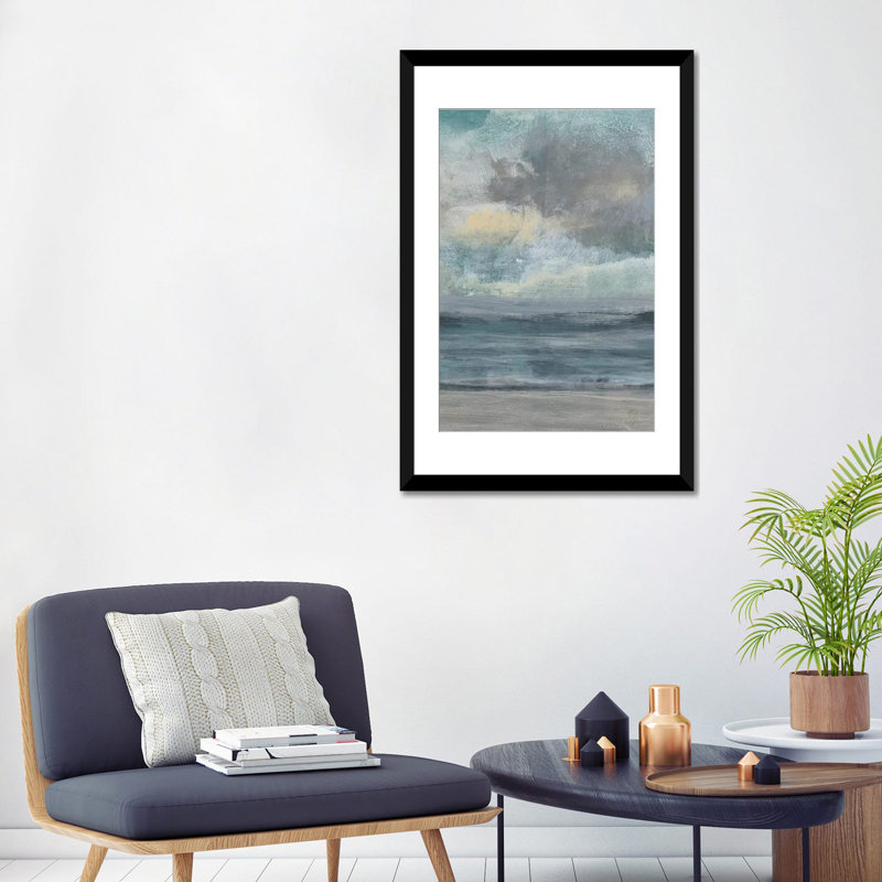 « beach rise i », impression sur toile, H 24 po x l 16 po x P 1 po, Papier d'art encadré noir, Blanc