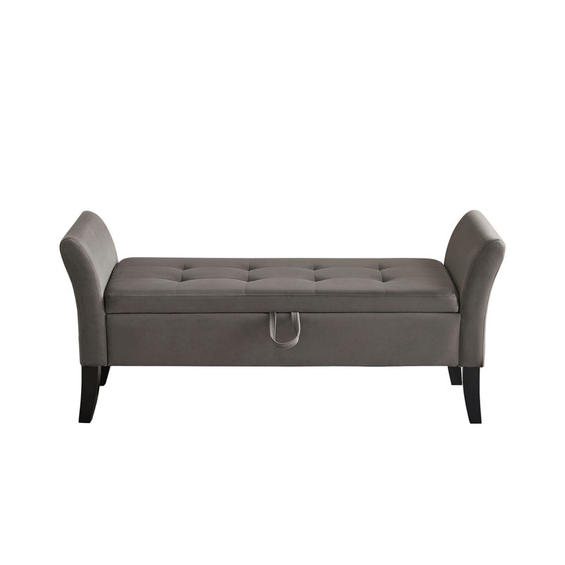 Banc de lit 51,5 po avec velours de rangement, Gris