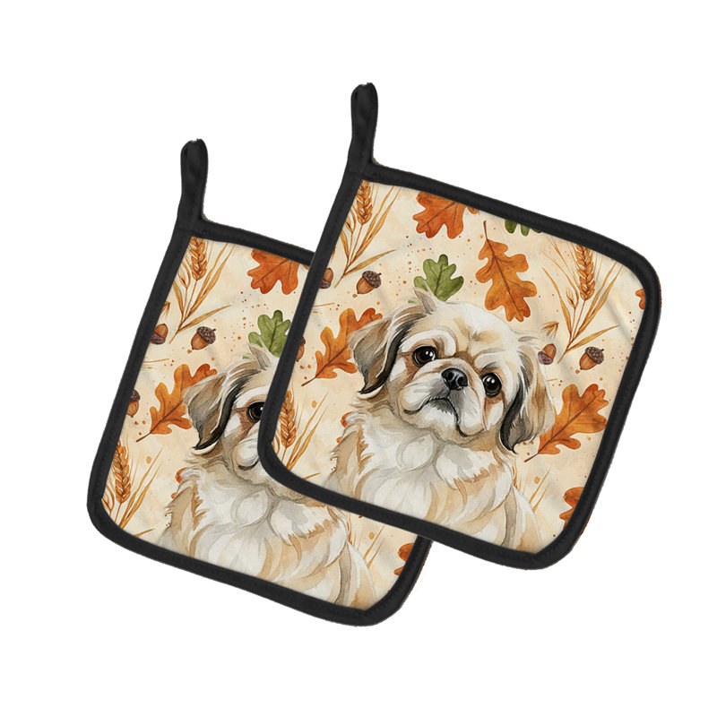 Paire de porte-casseroles Fawn Pekingese Heirloom Fall