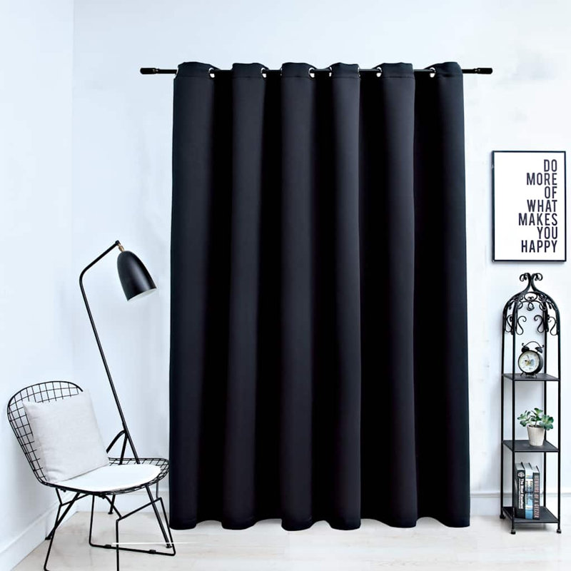 Rideau occultant d'aspect lin avec œillets 290 x 96,5 po, Noir mat, L 55,1 po x L 68,9 po