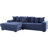110.75" Modular L Shaped Sofa, Corduroy Fabric Sectional Couch,With A Movable Footstool, Cup Holders,Bring 8 Throw Pillows,Side Pocket,Unfold Into A Bed,Blue-801475380
