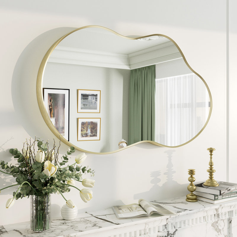 Miroir mural Amara, 40 po x 24 po, Or brossé