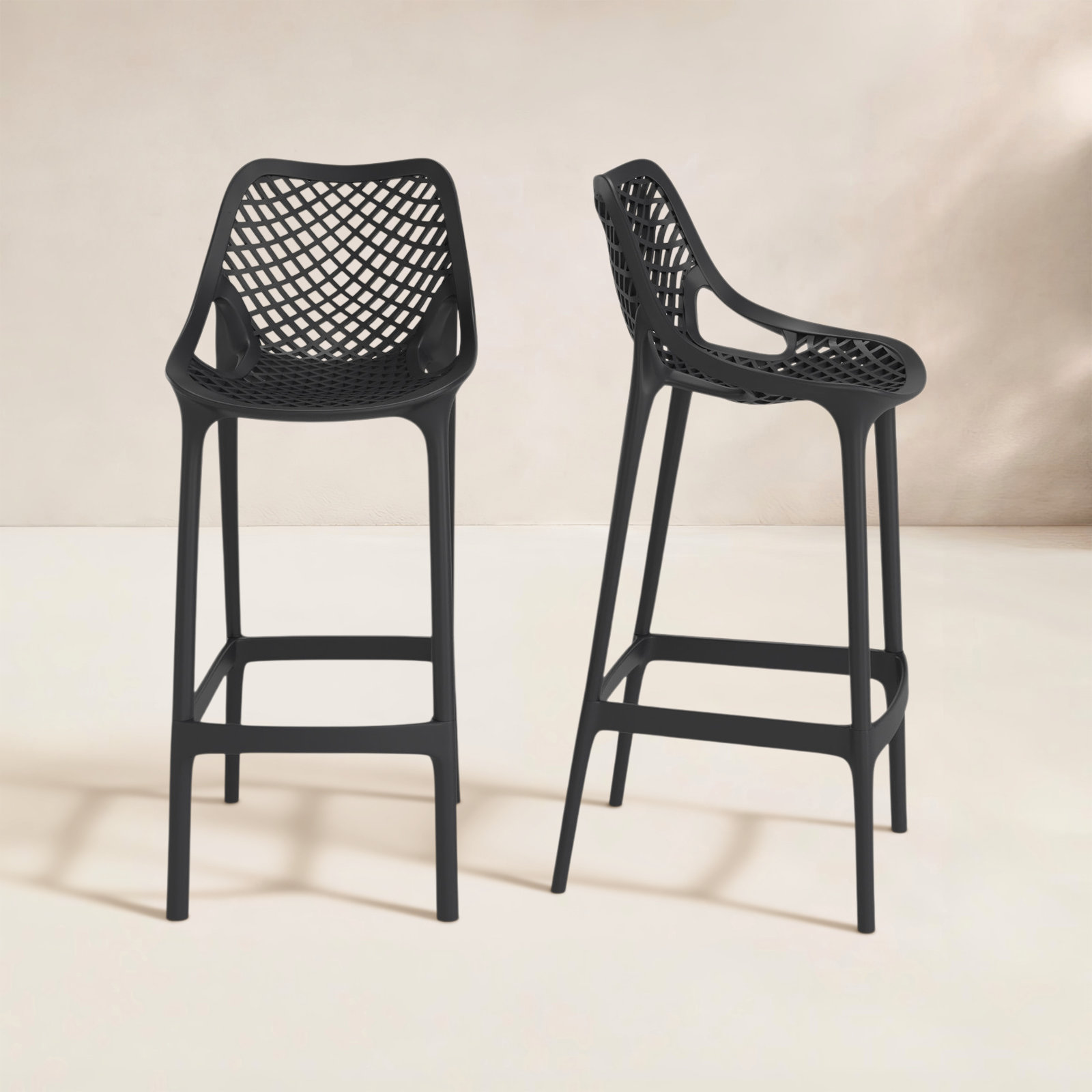 Farrah Patio Bar Stool, Black, 29.5"
