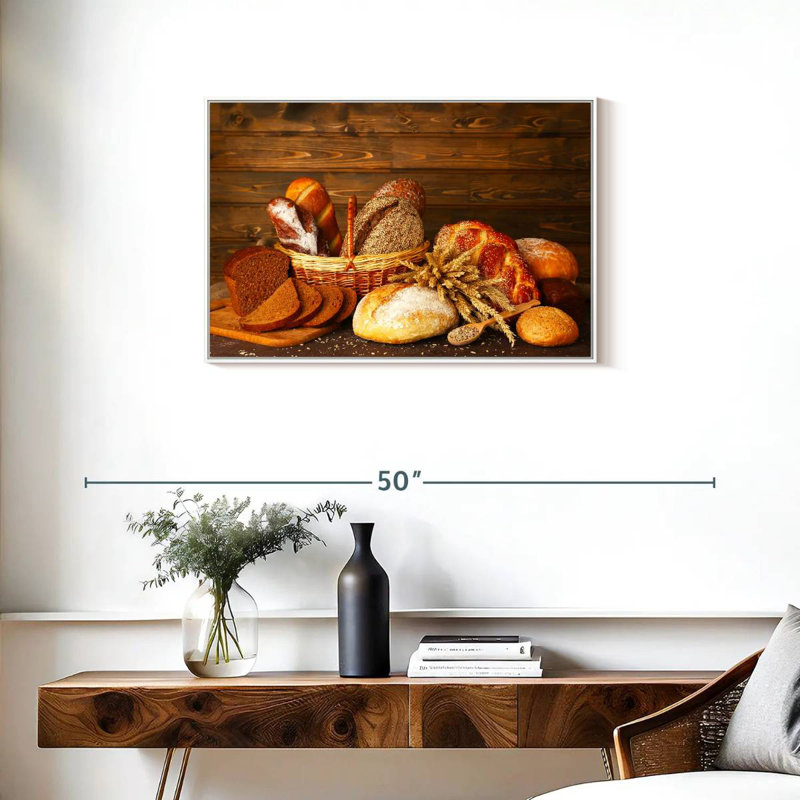 Bread Assortment, 31" X 21", Floating Frame White