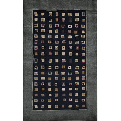 Himalayan One-of-a-Kind Rectangle 5'1" X 8'2" Wool Area Rug in Black/Cream/Brown