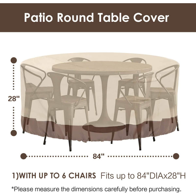 Round Patio Furniture Covers, 100% Waterproof Outdoor Table Chair Set Covers