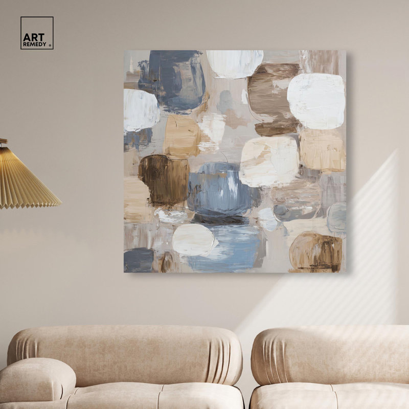 "Soft Blocks I", reproduction d'art sur toile par Art Remedy, galerie tendue, 40 x 40, H 40 po x l 40 po