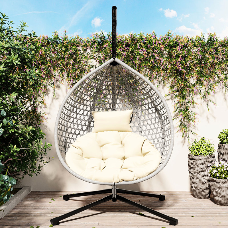 Élégante chaise suspendue à toutes fins - base en fer massif, pe, plaisir réglable, environnements polyvalents et utilisations, appui-tête confortable