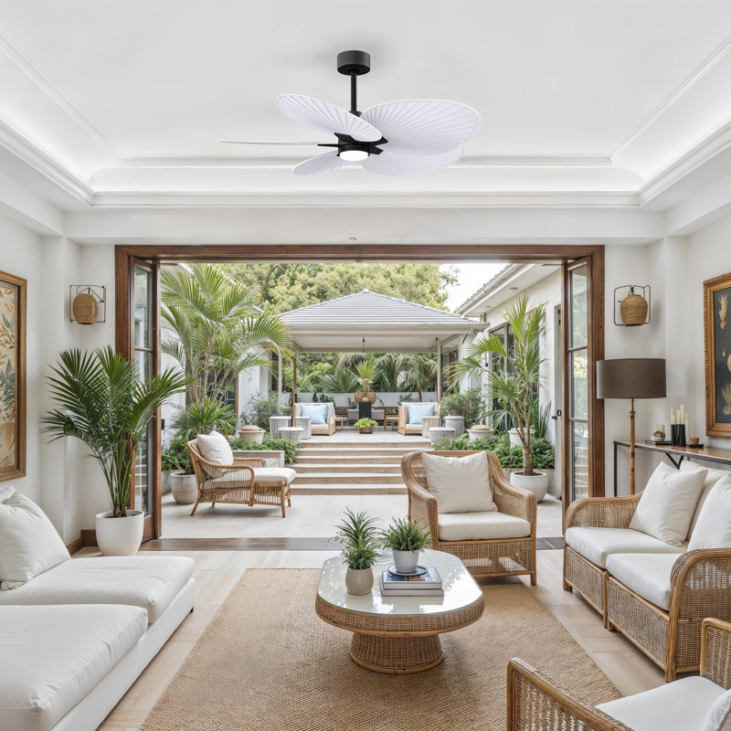 Alessandra - Ventilateur de plafond à cinq pales - DEL intégrée, Noir mat, Blanc mat