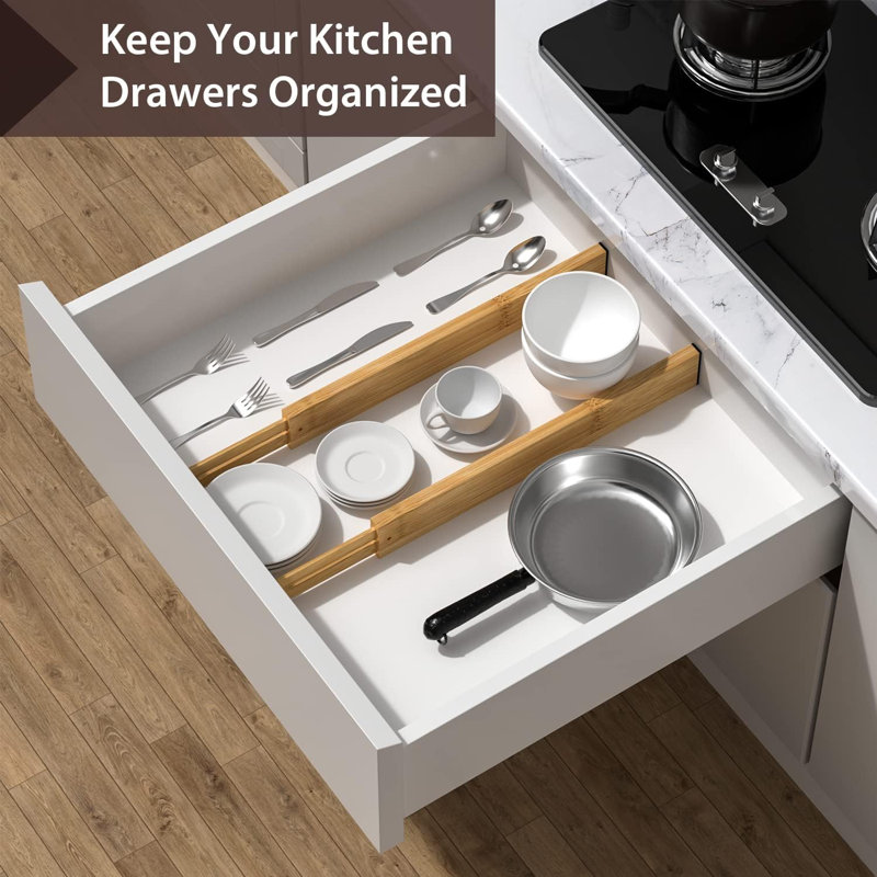4-pack Adjustable Bamboo Drawer Dividers
