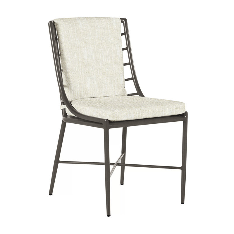 Carmel Patio Dining Side Chair with Cushions, No Welt, Rollo Cream