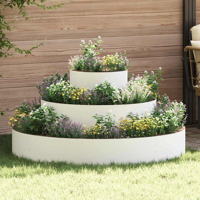 Garden Planter Anthracite 20 Cm Steel, 20cmH x 120cmW x 120cmD, White