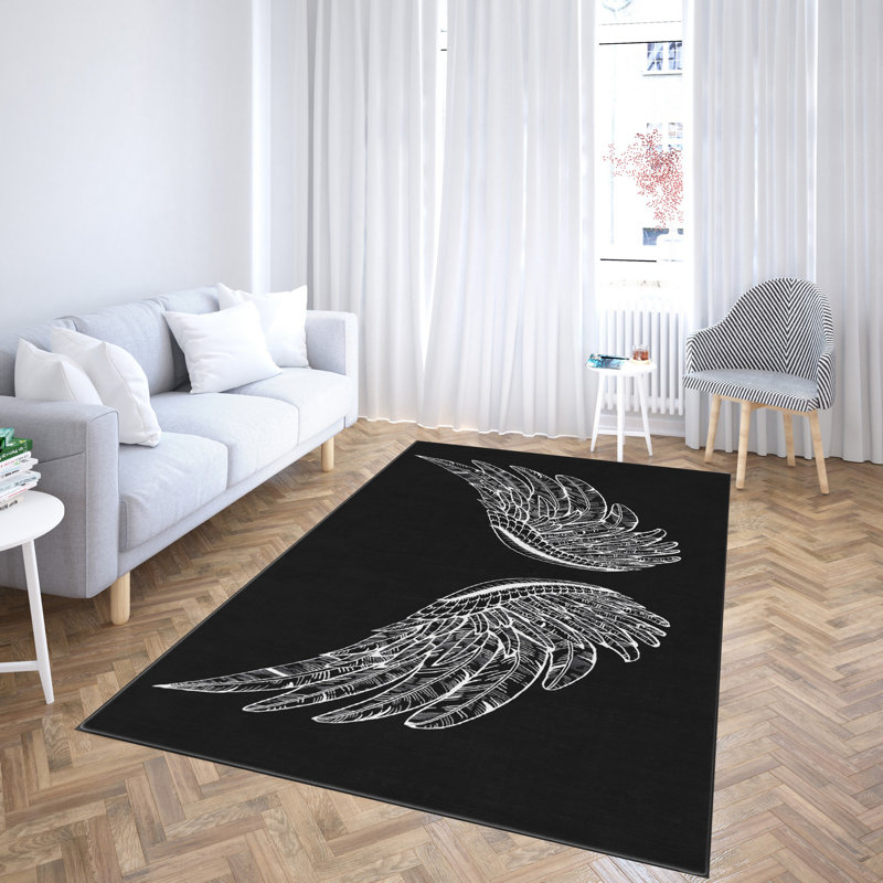 Non-Slip Area Rug, 100% Polyester, 47.2 x 70.9 inches | Raschel Knitting, Pile Height: 0.4 inches | Woven Carpet with Felt Dot Underside, Machine Washable | Stylish Digital Print Design for Home Decor