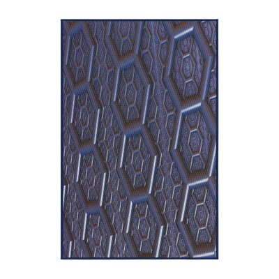 Laine et polyester bleu marine abstraits et fabriqués à la machine Tapis décoratif