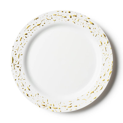 Disposable White Round Plastic Plates 10 inches- Pebbled