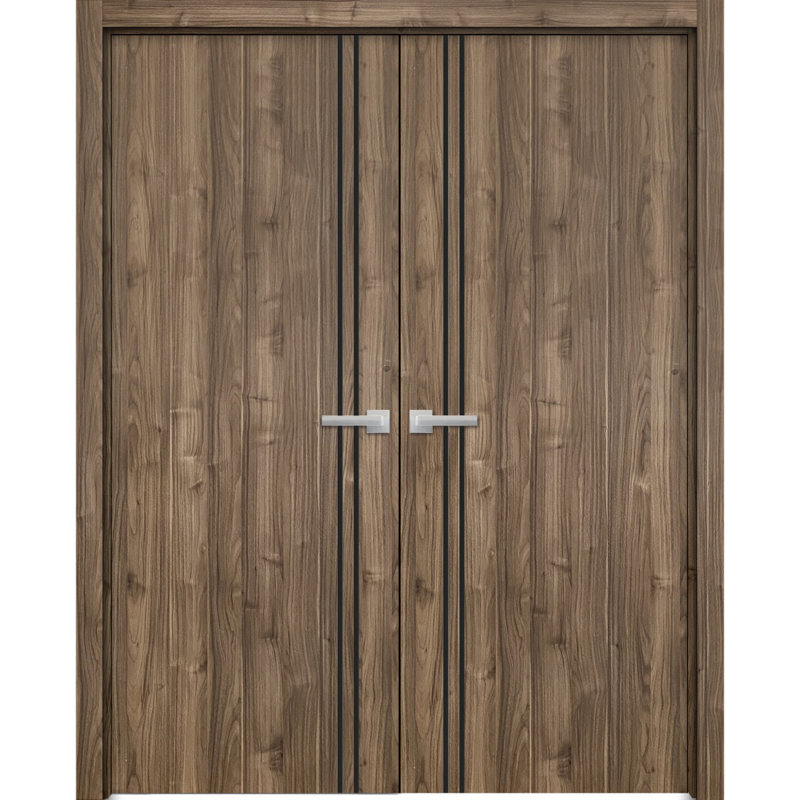 Portes françaises en bois massif massif, Noyer, 36 po x 80 po