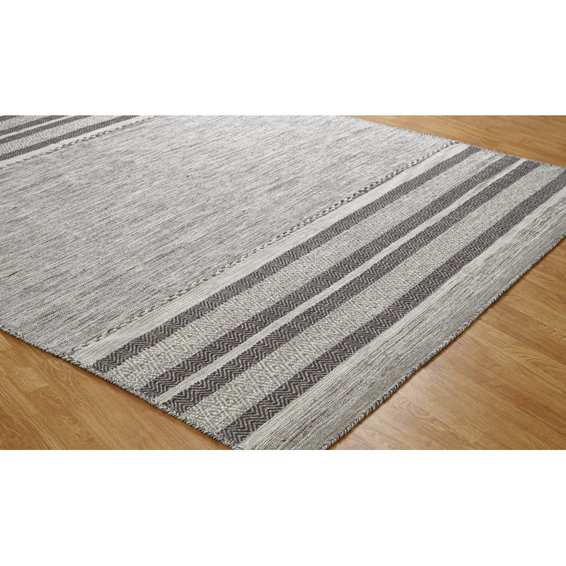 Canyon Cotton Striped Area Rug in Gray, Rectangle 8'6" x 11'6"