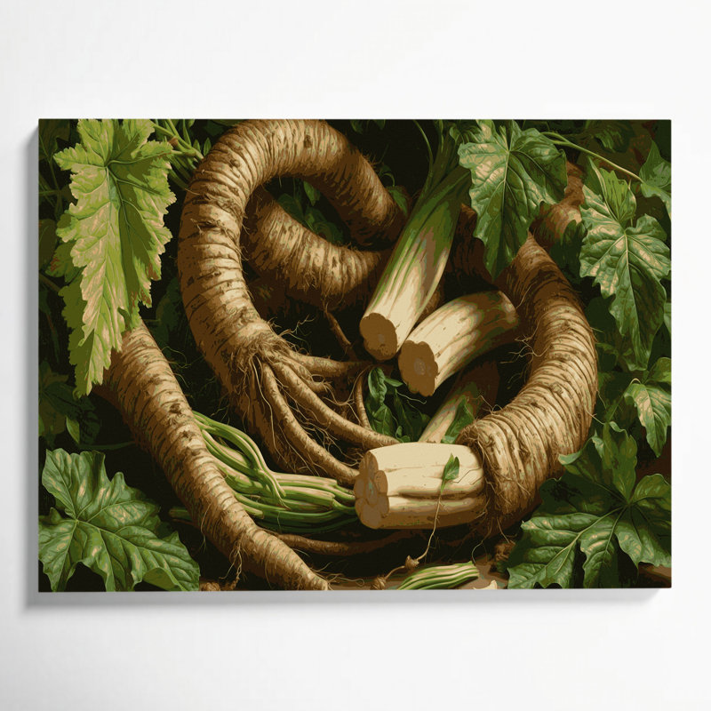 Vegetables Cassava Yuca Brown Canvas Wall Art, 12" H x 18" W