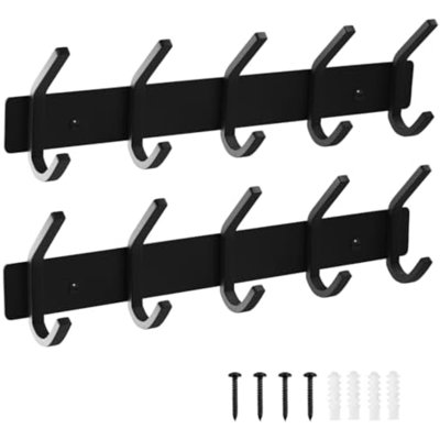 Crochets muraux, crochets à serviettes en aluminium robustes pour suspendre un manteau, un chapeau, une clé, des vêtements, un crochet mural pour la cuisine, la salle de bain, le bureau (paquet de 5 crochets en forme de «C»)