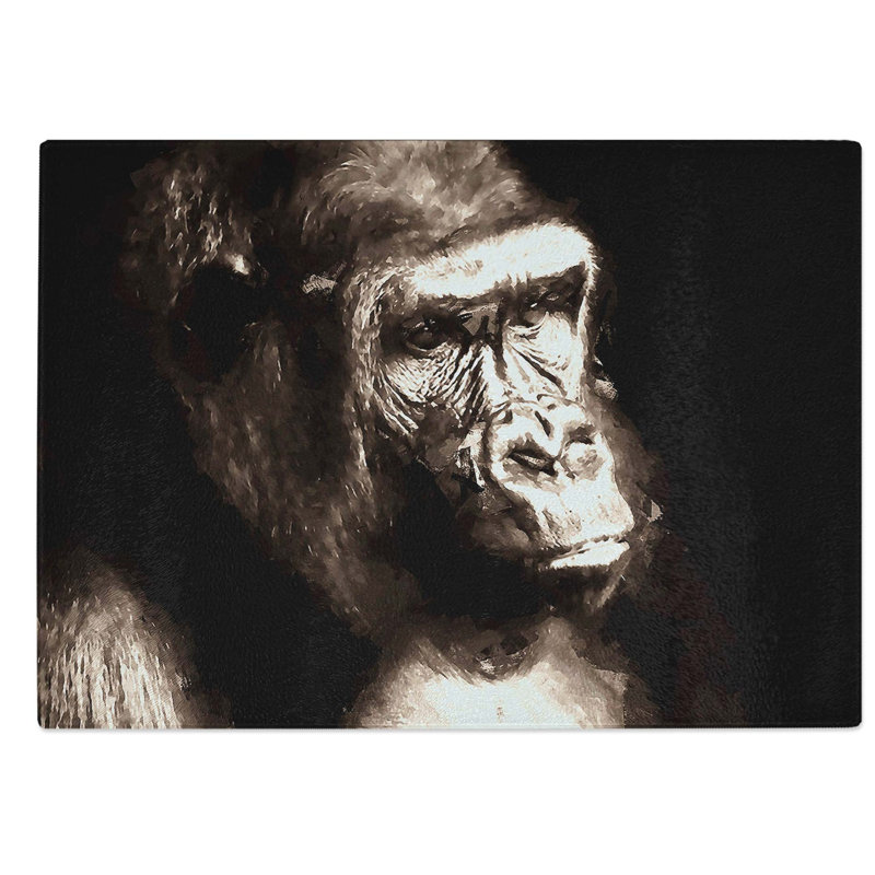 Glass Mighty Silverback Gorilla in Abstract Chopping Board, 28.5 cm W x 20 cm L