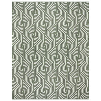  Tropea Chyana All-Weather Flatweave Indoor/Outdoor Area Rug, Olive Green Modern Geometric – Patio, Deck, Porch & Poolside